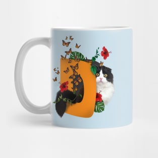 Cat and Butterflies Mug